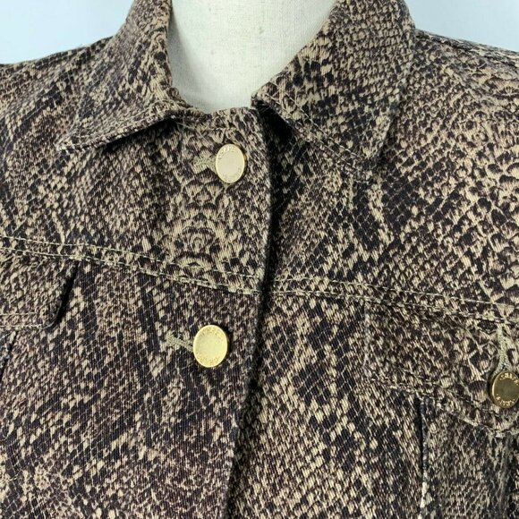 Chaps Womens Size L Brown Reptile Print 5 button J - Picture 3 of 7